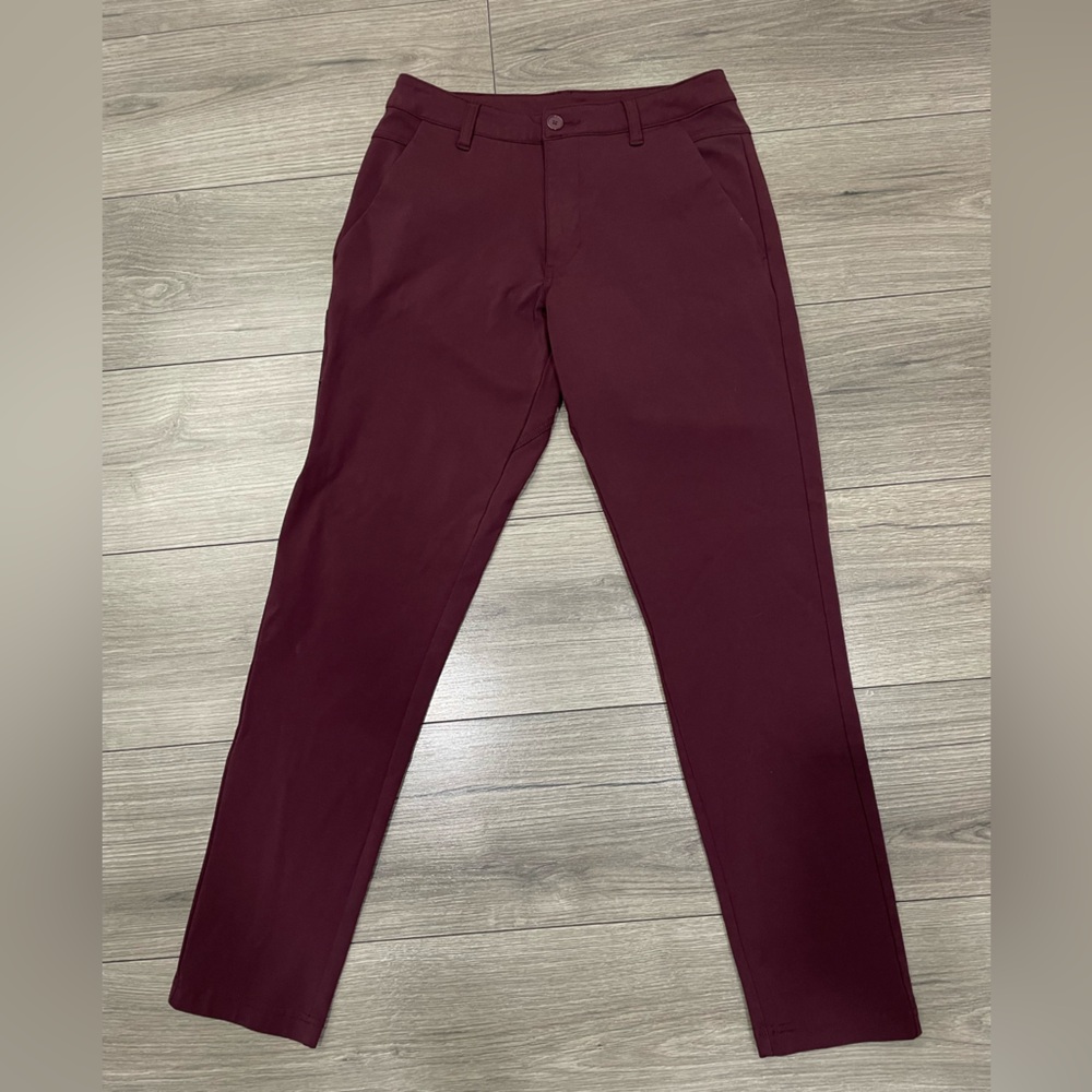 BYLT Premium Basics Men Maroon Everyday Pant 2.0 Slim Fit Performance Stretch 31